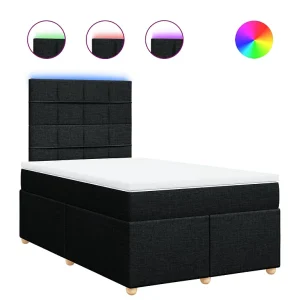 Boxspring met matras stof zwart 120×200 cm