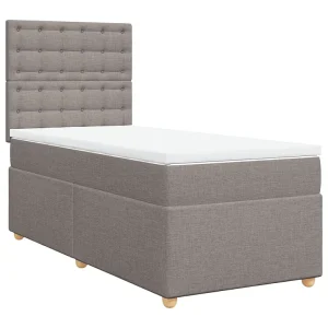 Boxspring met matras stof taupe 90×190 cm