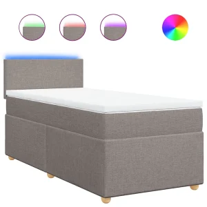Boxspring met matras stof taupe 100×200 cm