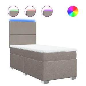 Boxspring met matras stof taupe 100×200 cm