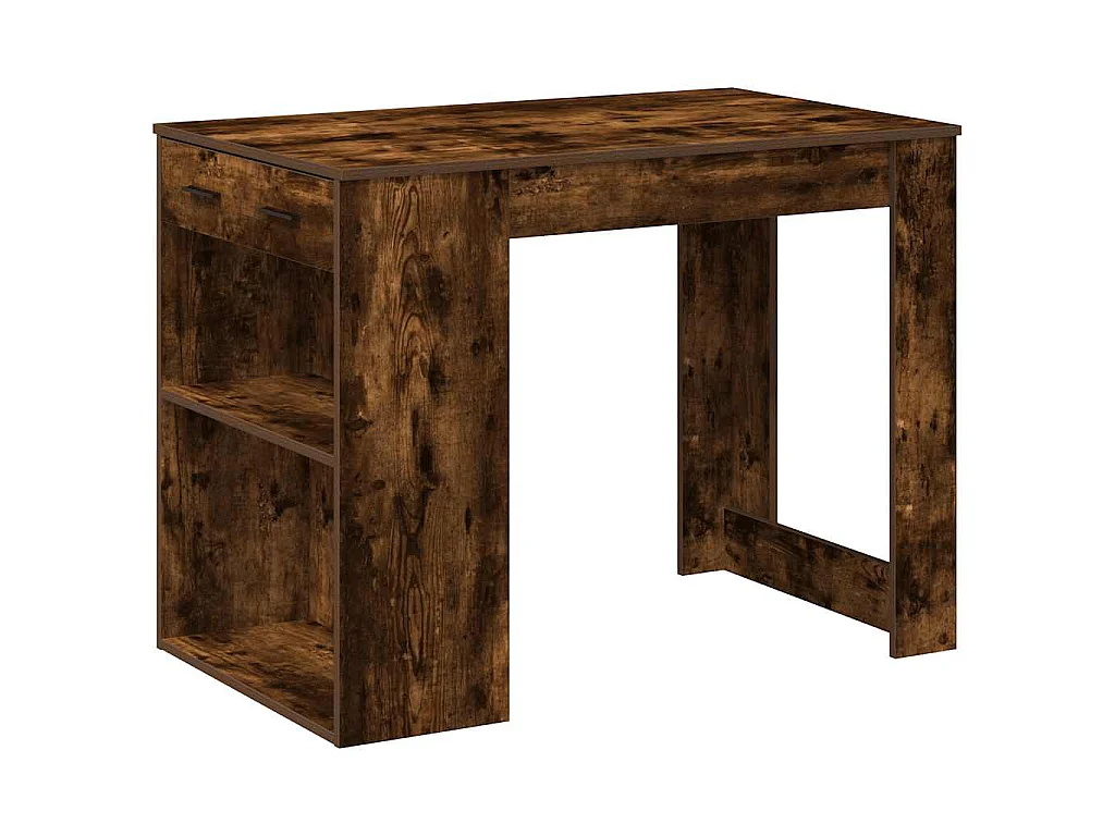 Bureau met lade&plank 102x62x77,5 cm bewerkt hout gerookt eiken
