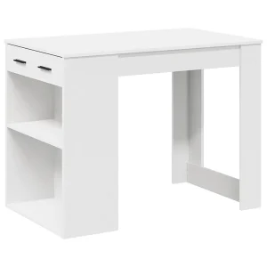 Bureau met lade en plank 102x62x77,5 cm bewerkt hout wit