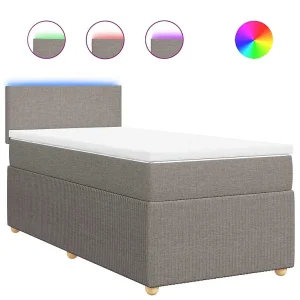 Boxspring met matras stof taupe 80×200 cm Boxspring met matras stof taupe 80×200 cm