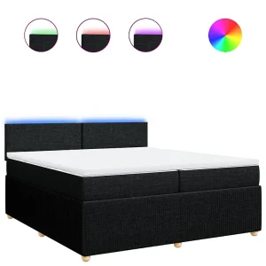 Boxspring met matras stof zwart 200×200 cm Boxspring met matras stof zwart 200×200 cm