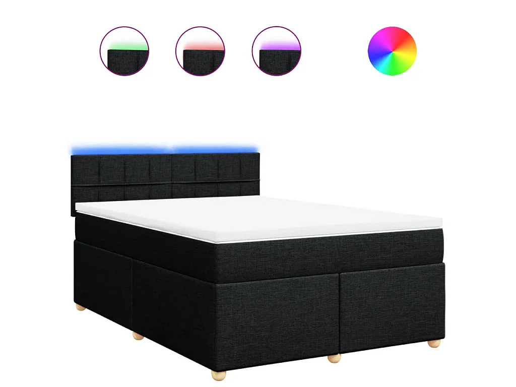 Boxspring met matras stof zwart 140x200 cm