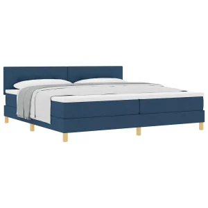 Boxspringbed met matras met hoofdeinde Blauw 200 x 200 cm Stof Boxspringbed met matras met hoofdeinde Blauw 200 x 200 cm Stof