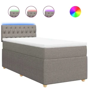 Boxspring met matras stof taupe 100×200 cm