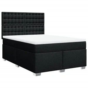 Boxspring met matras stof zwart 160×200 cm Boxspring met matras stof zwart 160×200 cm