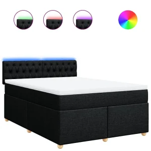 Boxspring met matras stof zwart 140×190 cm Boxspring met matras stof zwart 140×190 cm