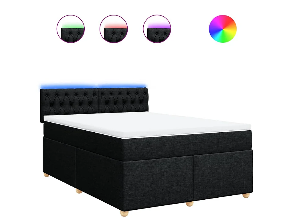 Boxspring met matras stof zwart 140x190 cm