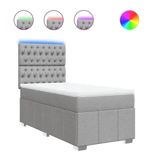 Boxspring met matras stof lichtgrijs 90×200 cm