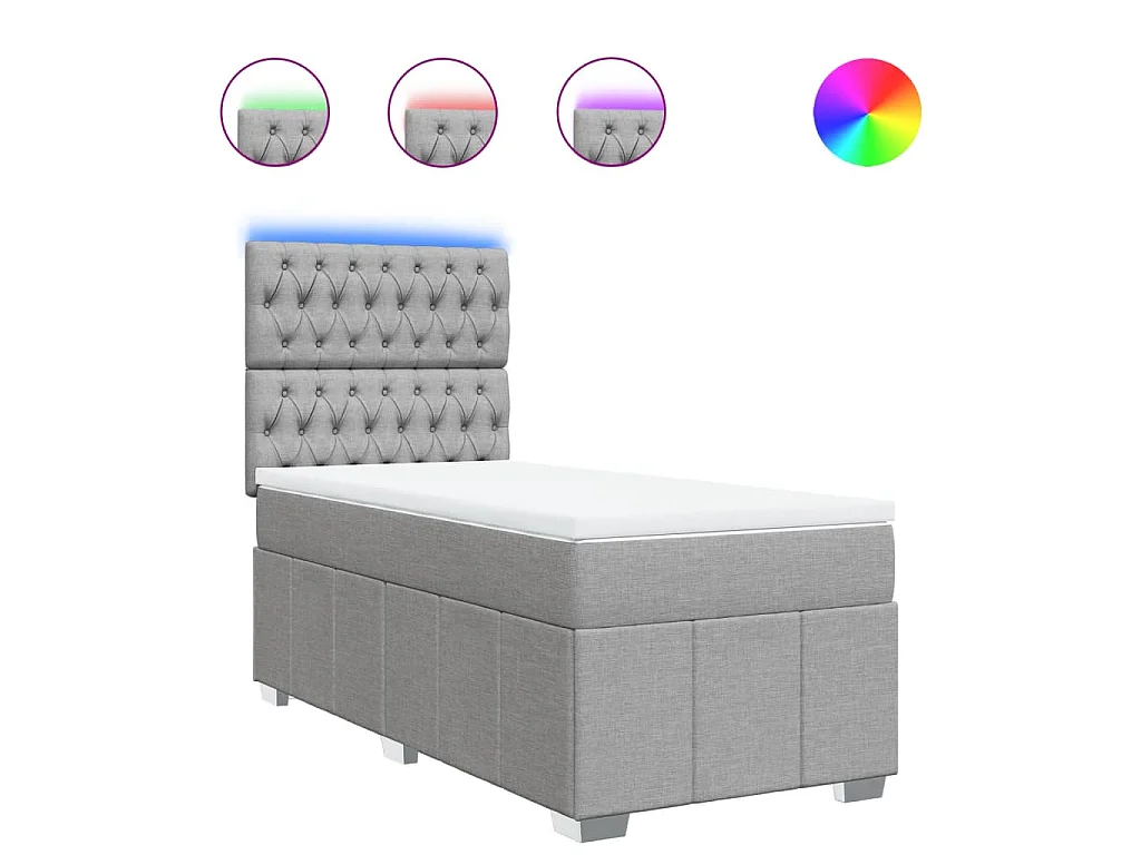 Boxspring met matras stof lichtgrijs 90x200 cm