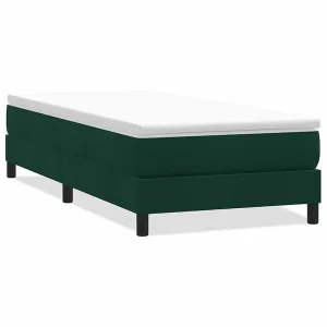 Boxspring zonder matras fluweel donkergroen 90×220 cm Boxspring zonder matras fluweel donkergroen 90×220 cm