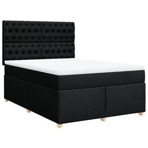 Boxspring met matras stof zwart 140×200 cm Boxspring met matras stof zwart 140×200 cm