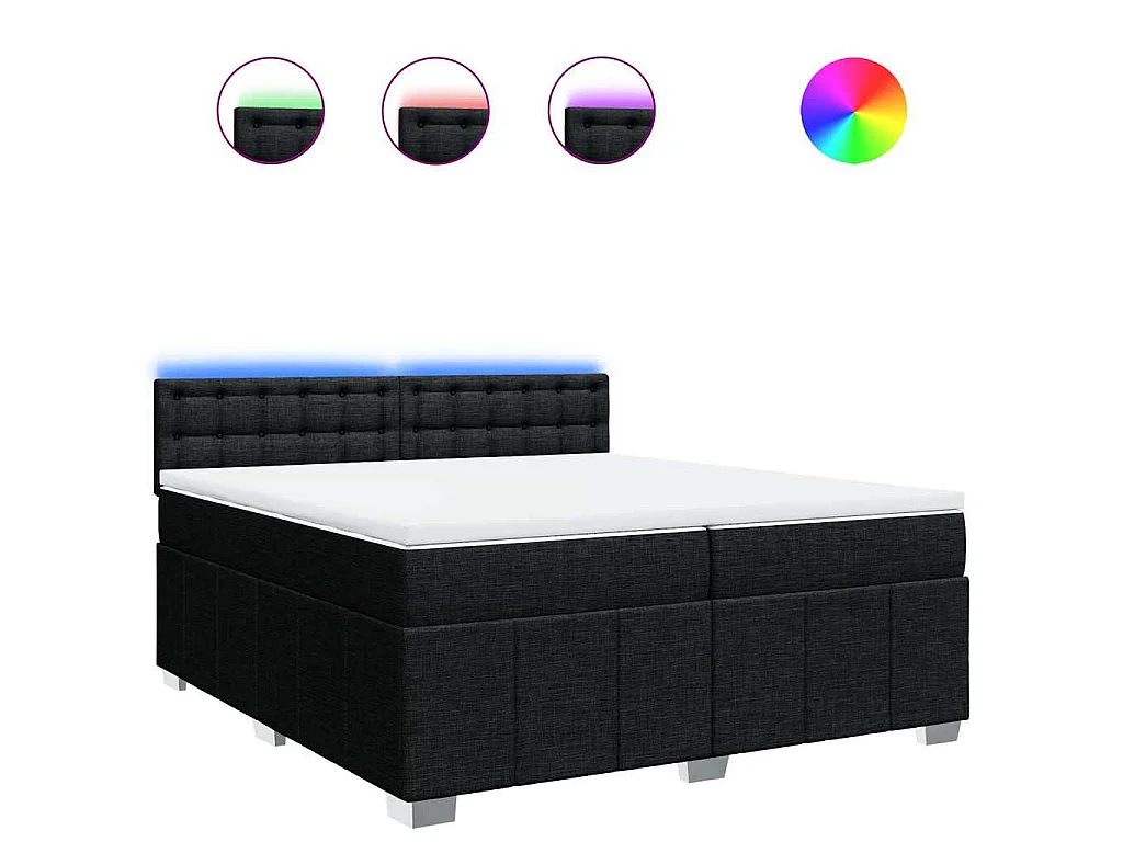 Boxspring met matras stof zwart 200x200 cm