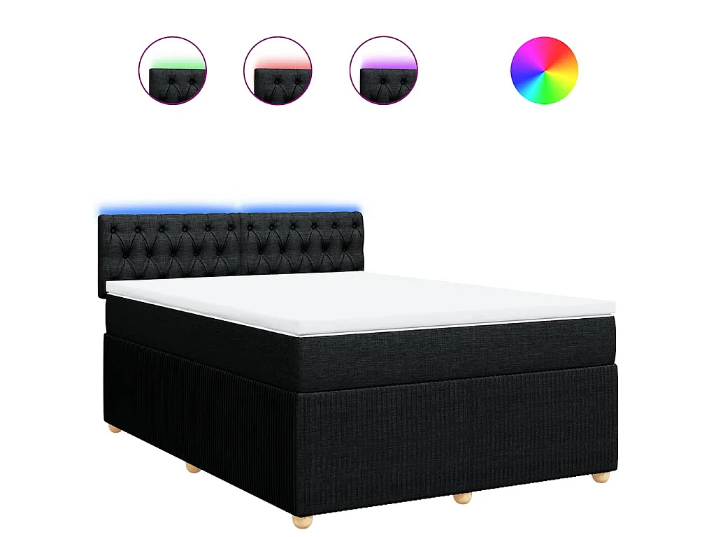 Boxspring met matras stof zwart 140x190 cm