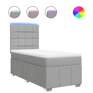 Boxspring met matras stof lichtgrijs 90×200 cm