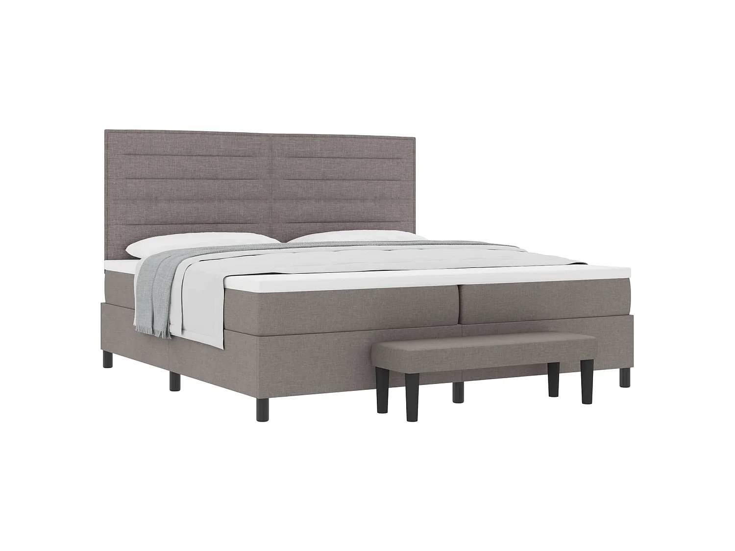 Boxspringbed met matras met hoofdeinde Taupe 200 x 200 cm Stof