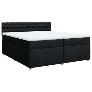 Boxspring met matras stof zwart 200×200 cm Boxspring met matras stof zwart 200×200 cm