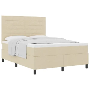 Boxspringbed met matras met hoofdeinde Crème 140 x 200 cm Stof Boxspringbed met matras met hoofdeinde Crème 140 x 200 cm Stof