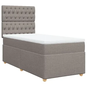 Boxspring met matras stof taupe 80×200 cm Boxspring met matras stof taupe 80×200 cm