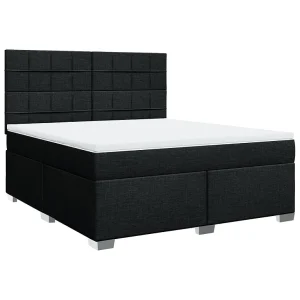Boxspring met matras stof zwart 180×200 cm