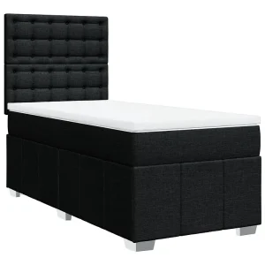 Boxspring met matras stof zwart 90×190 cm Boxspring met matras stof zwart 90×190 cm