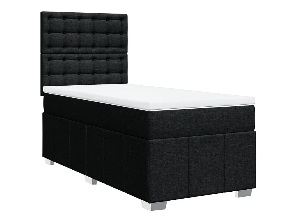 Boxspring met matras stof zwart 90x190 cm