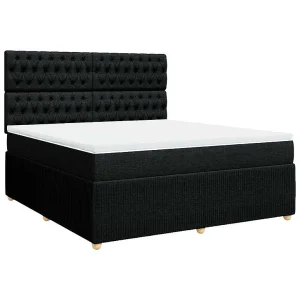 Boxspring met matras stof zwart 180×200 cm