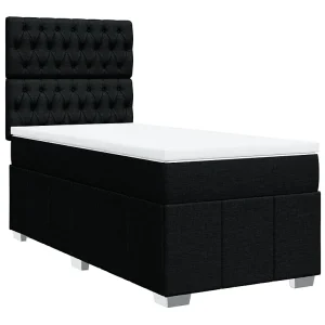 Boxspring met matras stof zwart 90×190 cm Boxspring met matras stof zwart 90×190 cm