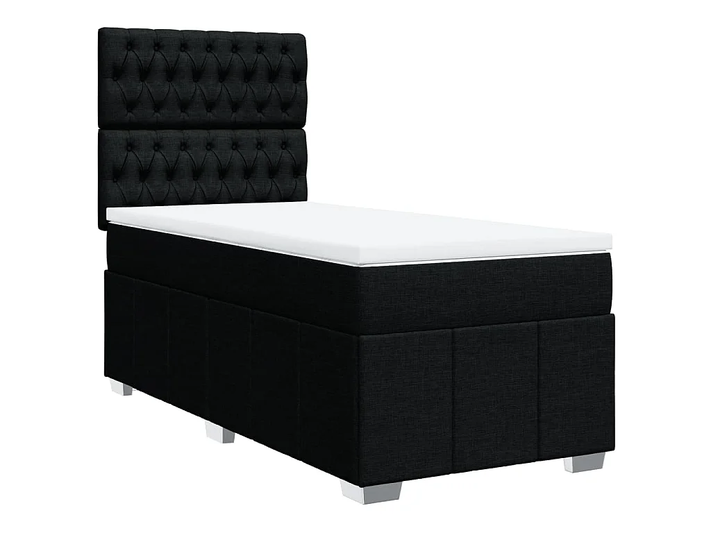 Boxspring met matras stof zwart 90x190 cm