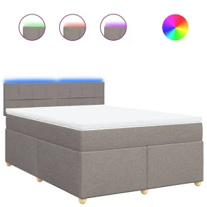 Boxspring met matras stof taupe 140×200 cm