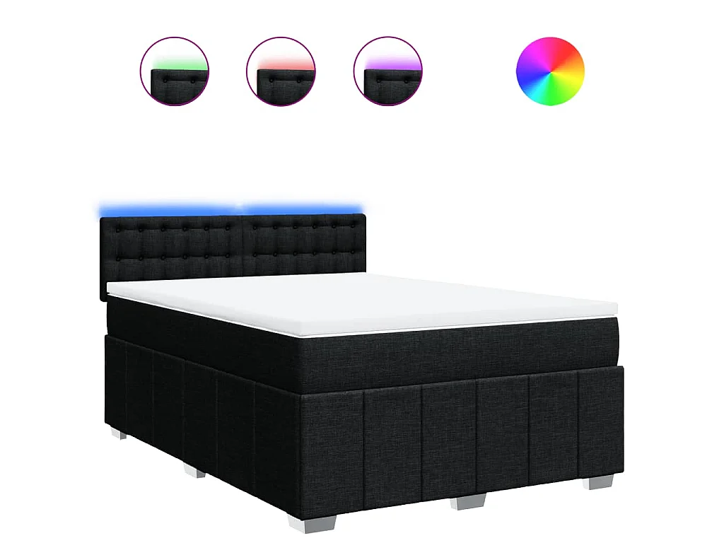 Boxspring met matras stof zwart 140x200 cm