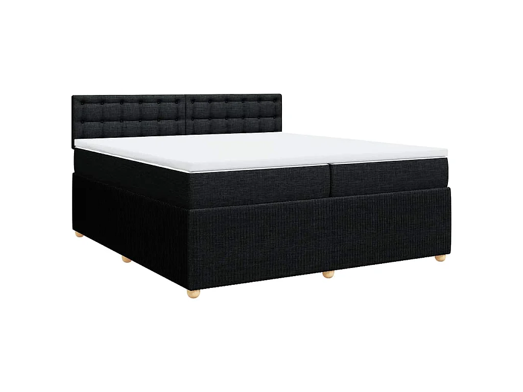 Boxspring met matras stof zwart 200x200 cm