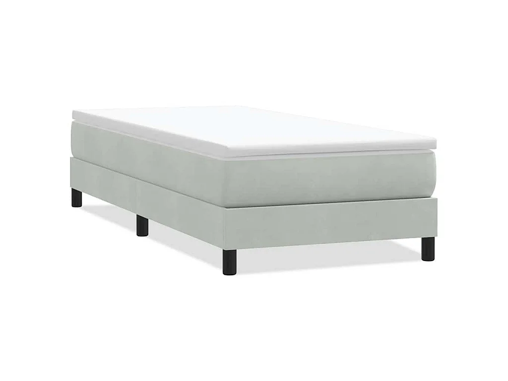 Boxspring zonder matras fluweel lichtgrijs 90x210 cm