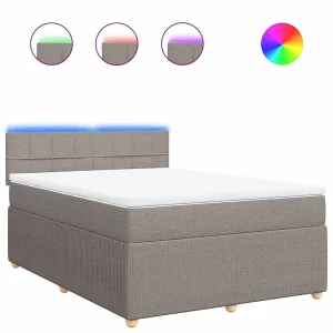 Boxspring met matras stof taupe 140×190 cm