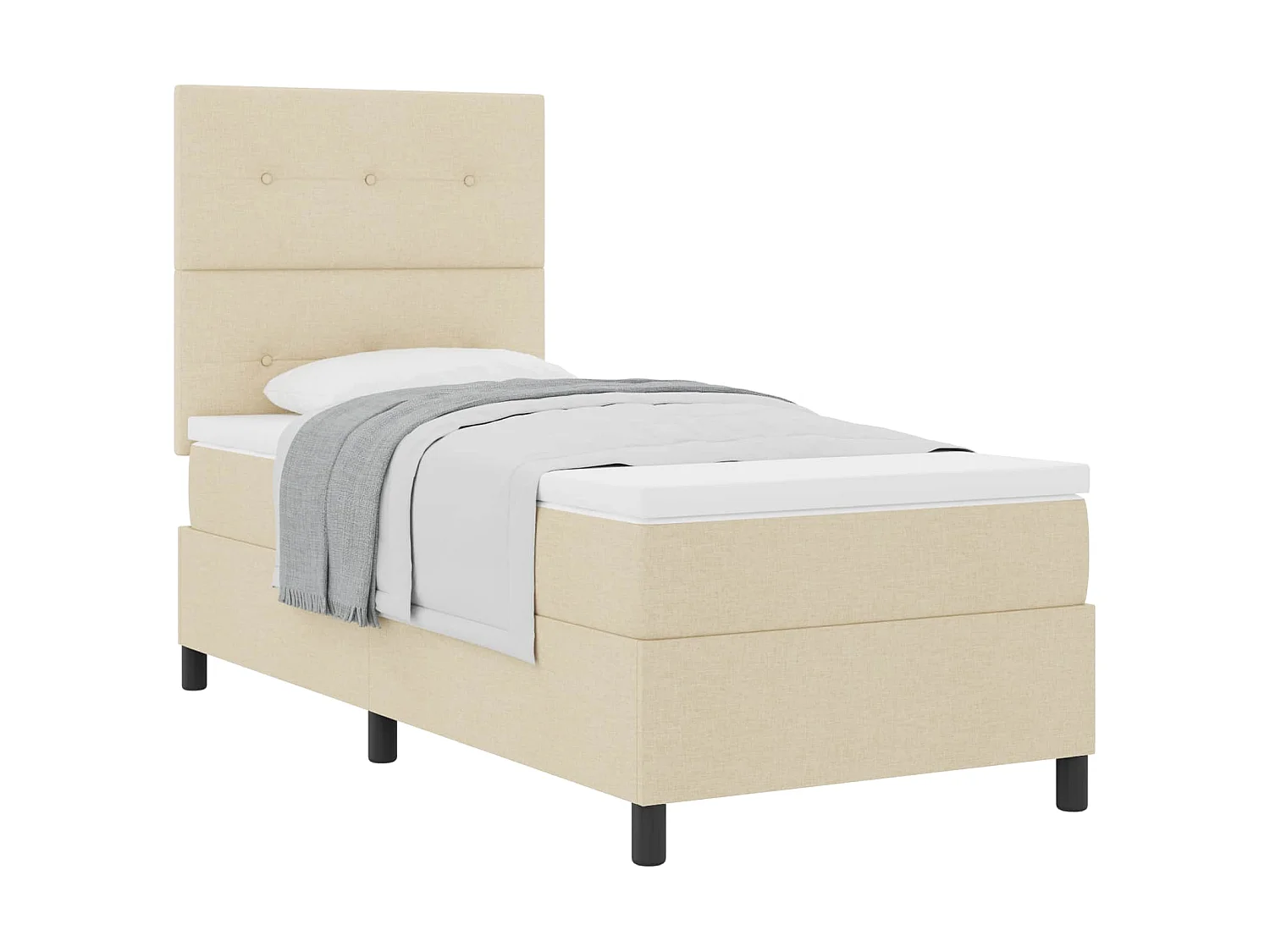 Boxspringbed met matras met hoofdeinde Crème 100 x 200 cm Stof