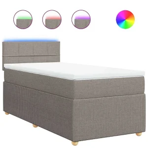 Boxspring met matras stof taupe 100×200 cm