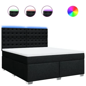 Boxspring met matras stof zwart 180×200 cm