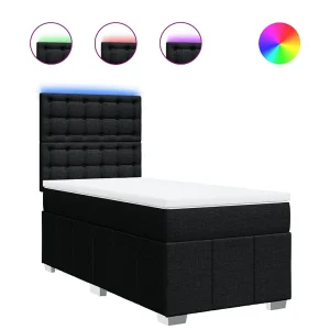 Boxspring met matras stof zwart 80×200 cm Boxspring met matras stof zwart 80×200 cm