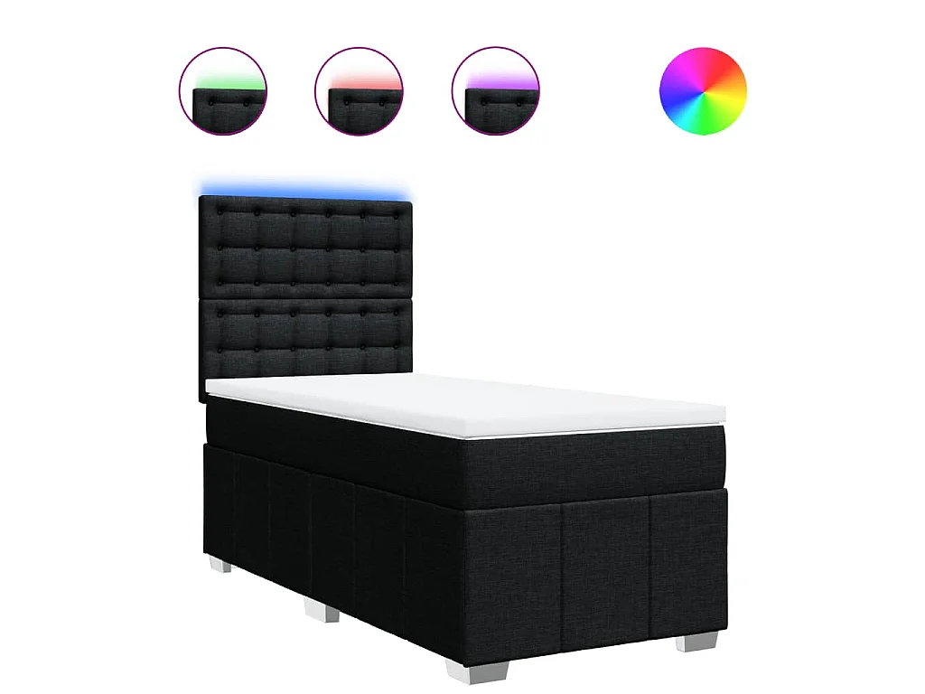 Boxspring met matras stof zwart 80x200 cm