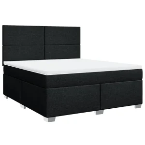 Boxspring met matras stof zwart 180×200 cm