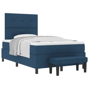 Boxspringbed met matras met hoofdeinde Blauw 120 x 190 cm Stof Boxspringbed met matras met hoofdeinde Blauw 120 x 190 cm Stof