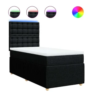 Boxspring met matras stof zwart 80×200 cm Boxspring met matras stof zwart 80×200 cm