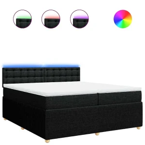 Boxspring met matras stof zwart 200×200 cm Boxspring met matras stof zwart 200×200 cm