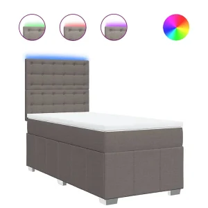 Boxspring met matras stof taupe 80×200 cm