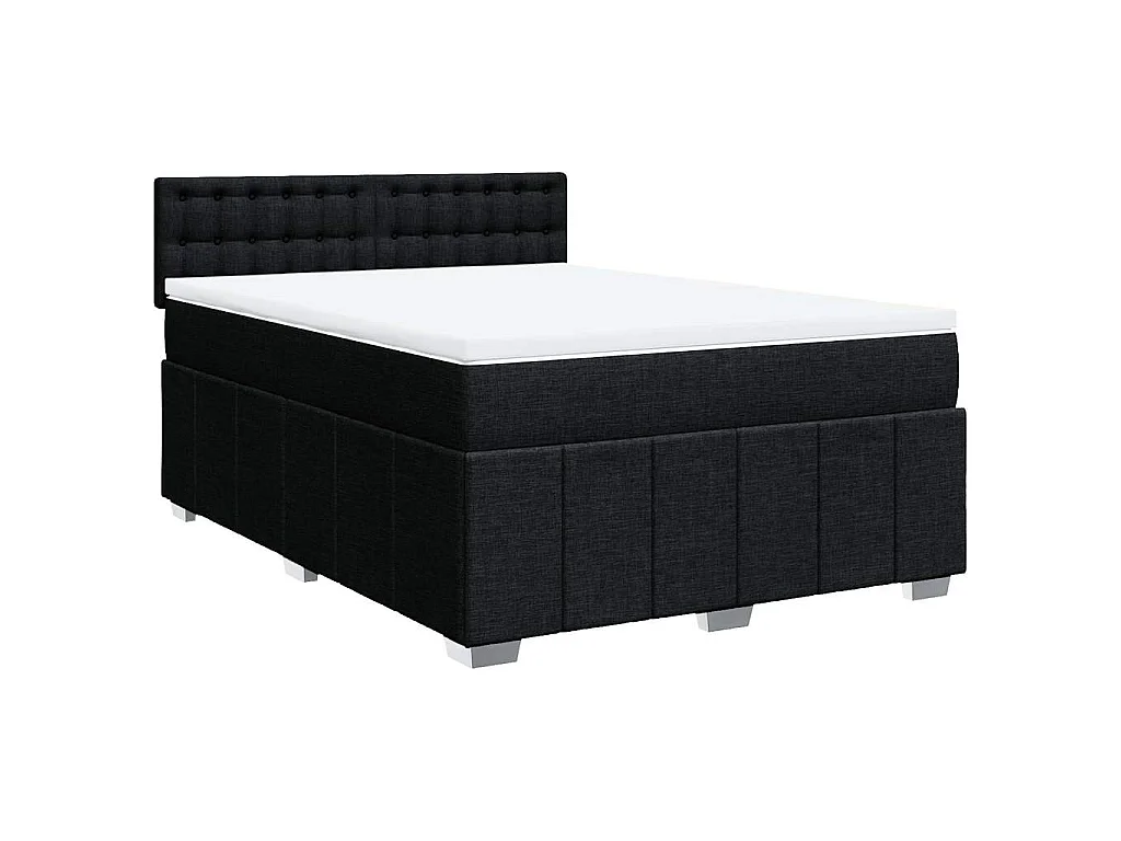 Boxspring met matras stof zwart 140x200 cm