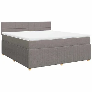 Boxspring met matras stof taupe 180×200 cm