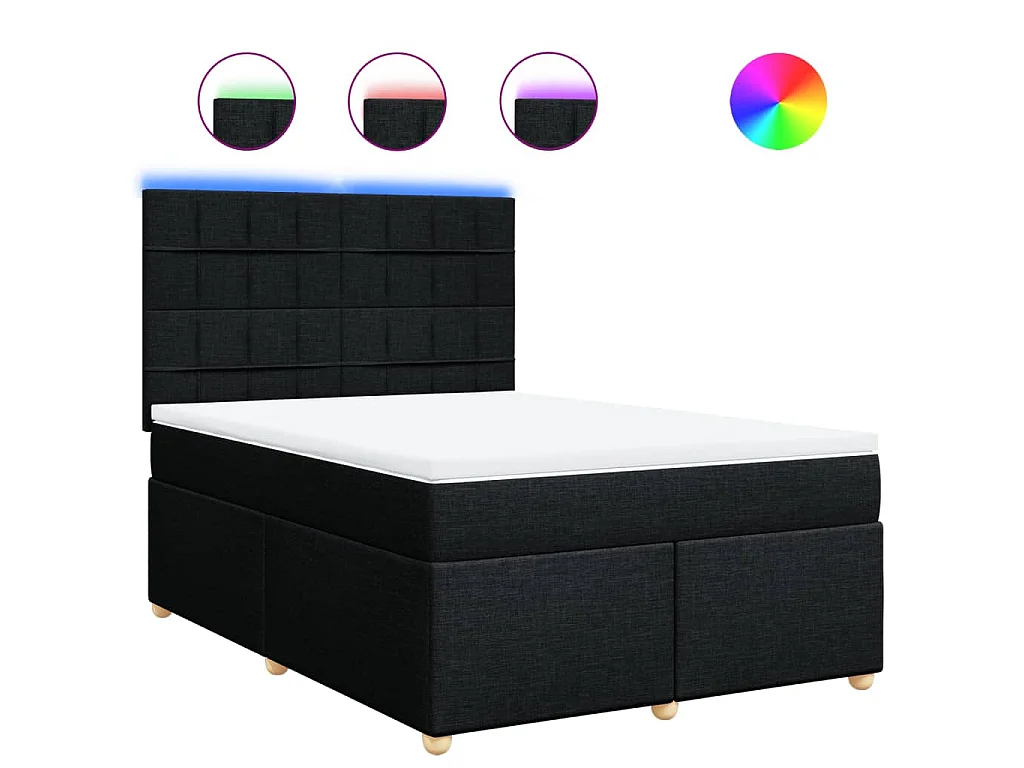 Boxspring met matras stof zwart 140x190 cm