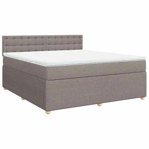 Boxspring met matras stof taupe 180×200 cm